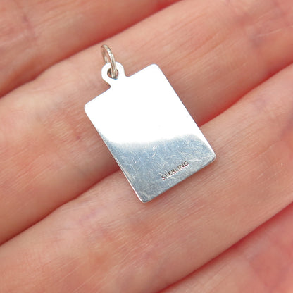 925 Sterling Silver Red Enamel I Like You As A Friend Minimalist Charm Pendant