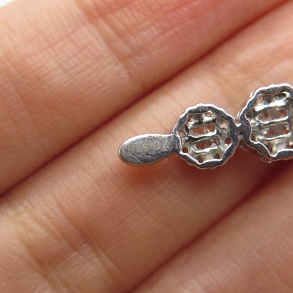 925 Sterling Silver Pave C Z Wand Pendant