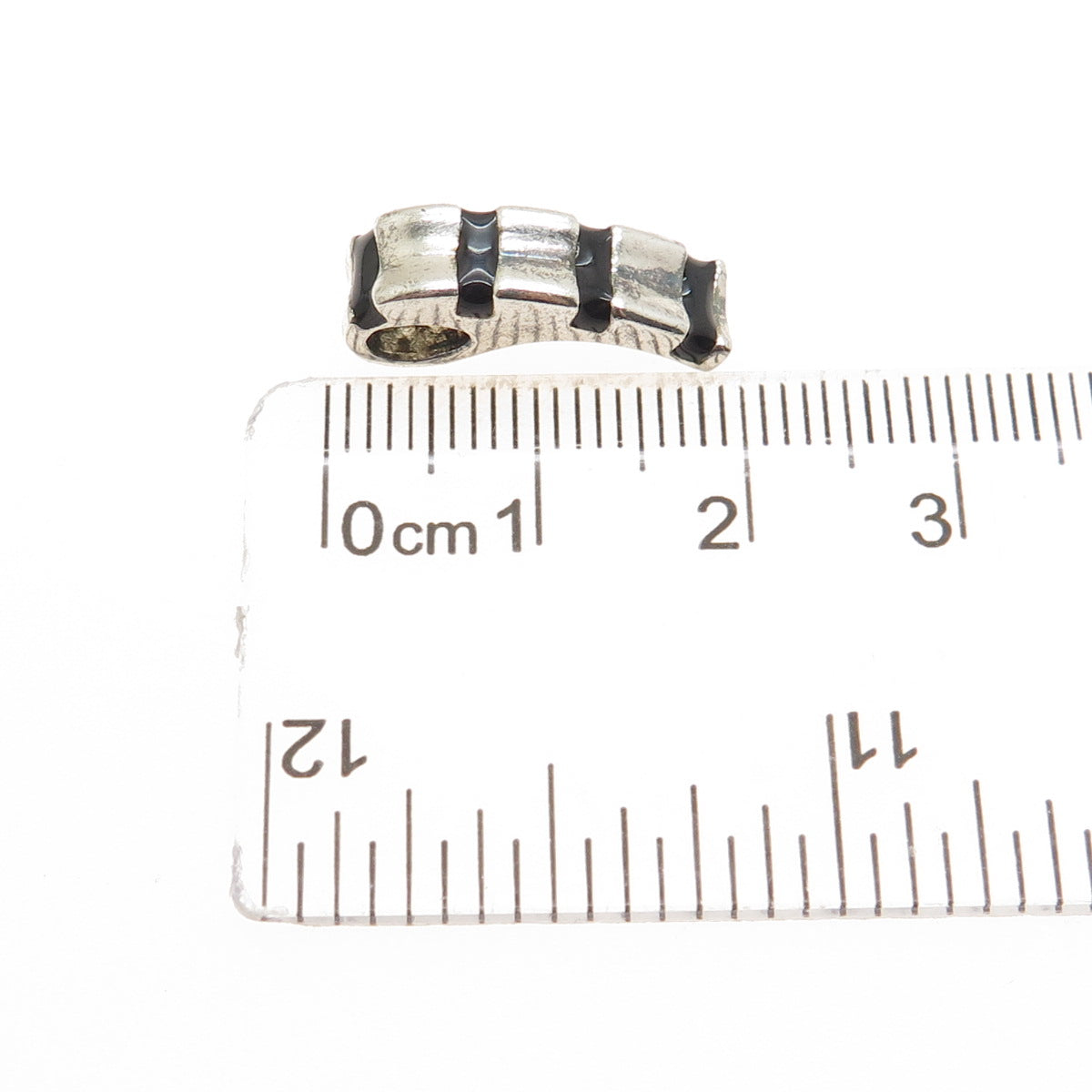 925 Sterling Silver Vintage Enamel Candy Cane Minimalist Slide Charm Pendant