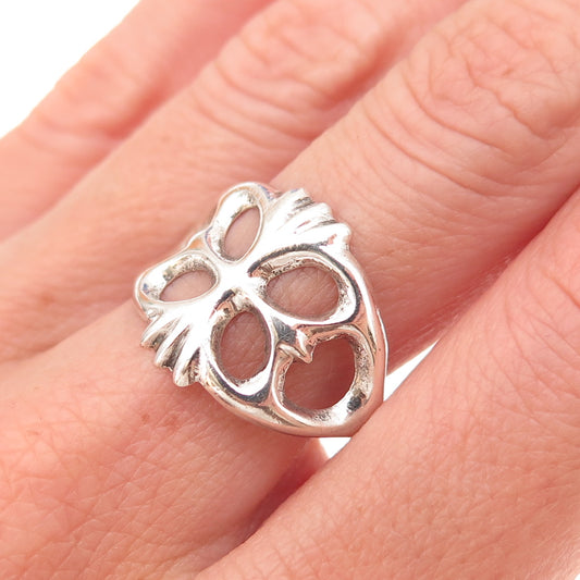 Old Pawn 925 Sterling Silver Vintage Southwestern Butterfly Tribal Ring Size 8.5