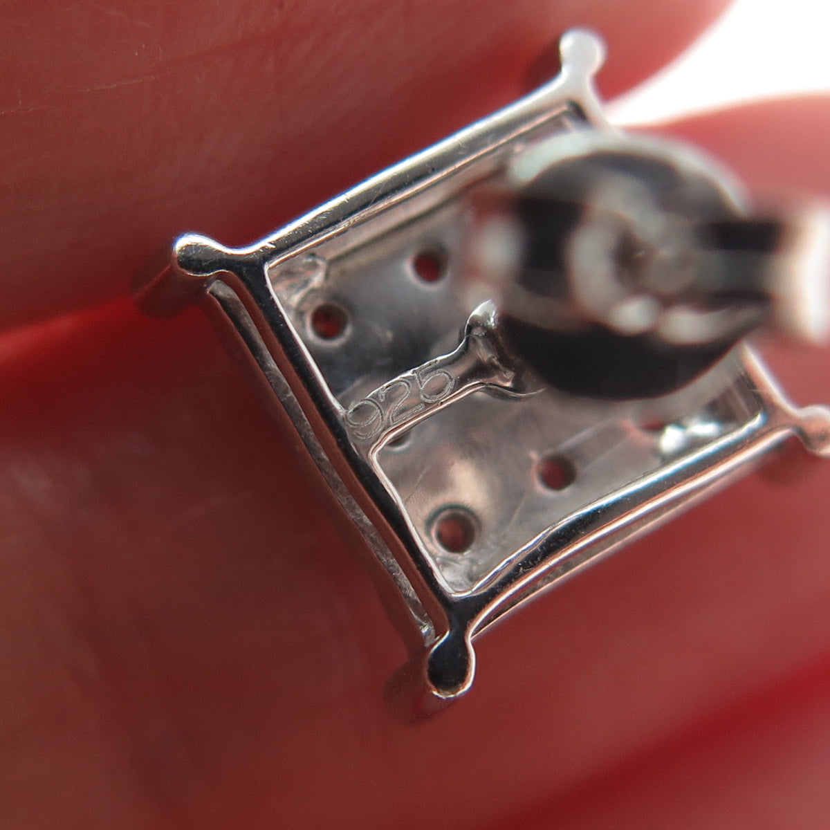 925 Sterling Silver Round-Cut Shaped C Z Sparkle Square Stud Earrings