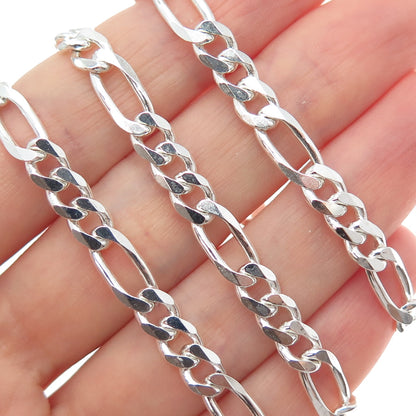 925 Sterling Silver Vintage Italy Figaro Chain Necklace 18"