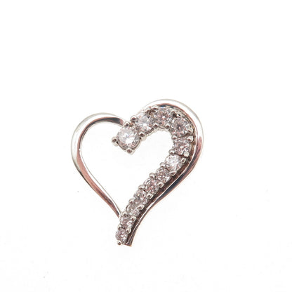 925 Sterling Silver Round-Cut C Z Heart Mini Slide Charm Pendant