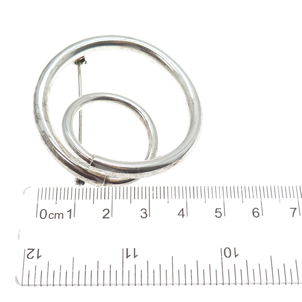 925 Sterling Silver Vintage Mexico Modernist Swirl Pin Brooch