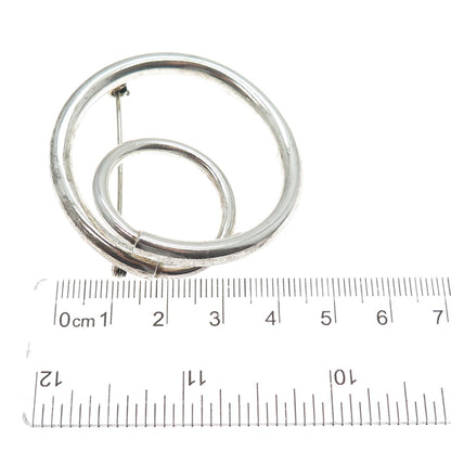 925 Sterling Silver Vintage Mexico Modernist Swirl Pin Brooch