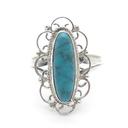 P.I.P. CUAD 925 Sterling Silver Vintage Real Bisbee Turquoise Ring Size 5.75