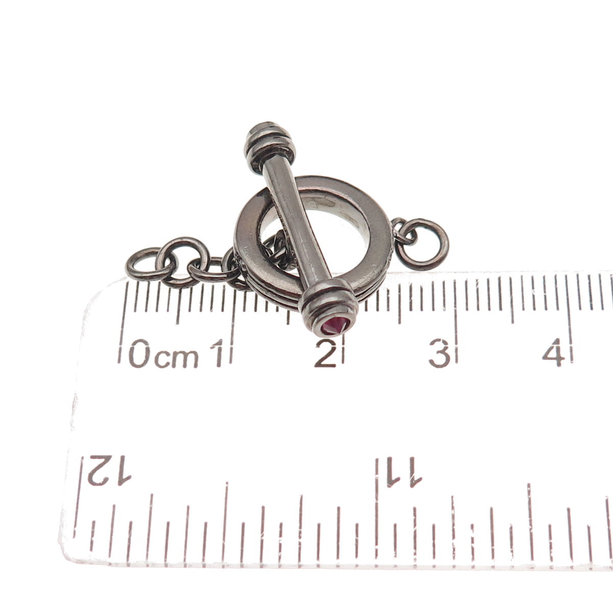 Jolusa Sterling Silver Black Rhodium Ruby Bracelet / Necklace Toggle Lock Clasp