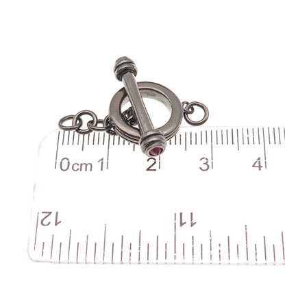 Jolusa Sterling Silver Black Rhodium Ruby Bracelet / Necklace Toggle Lock Clasp