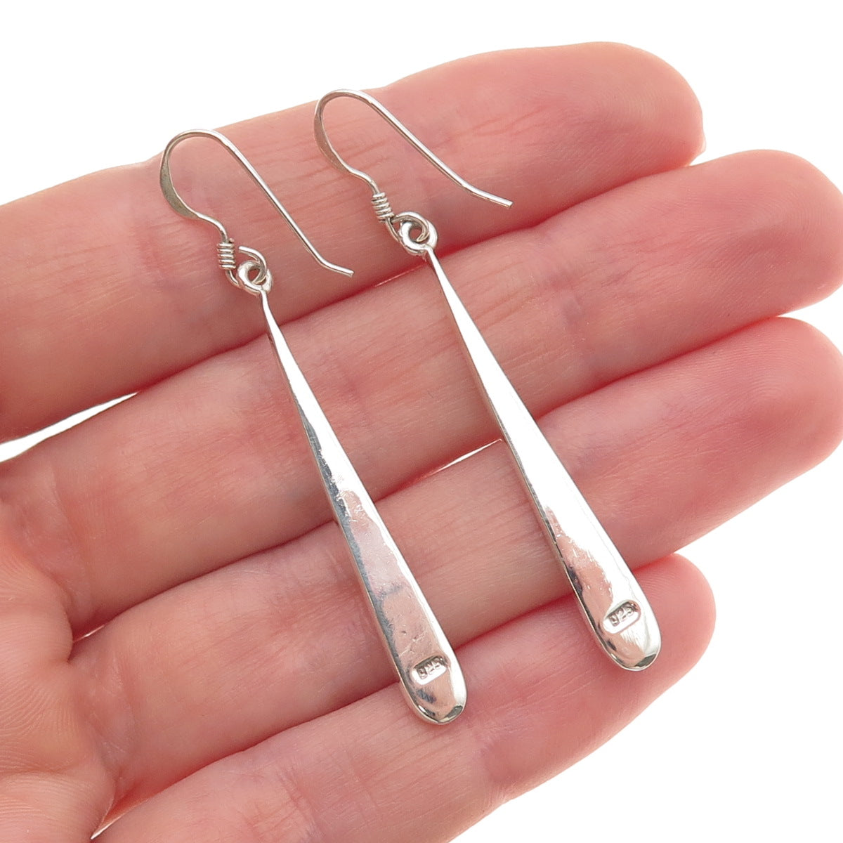 925 Sterling Silver Vintage Real MOP Teardrop Dangle Earrings