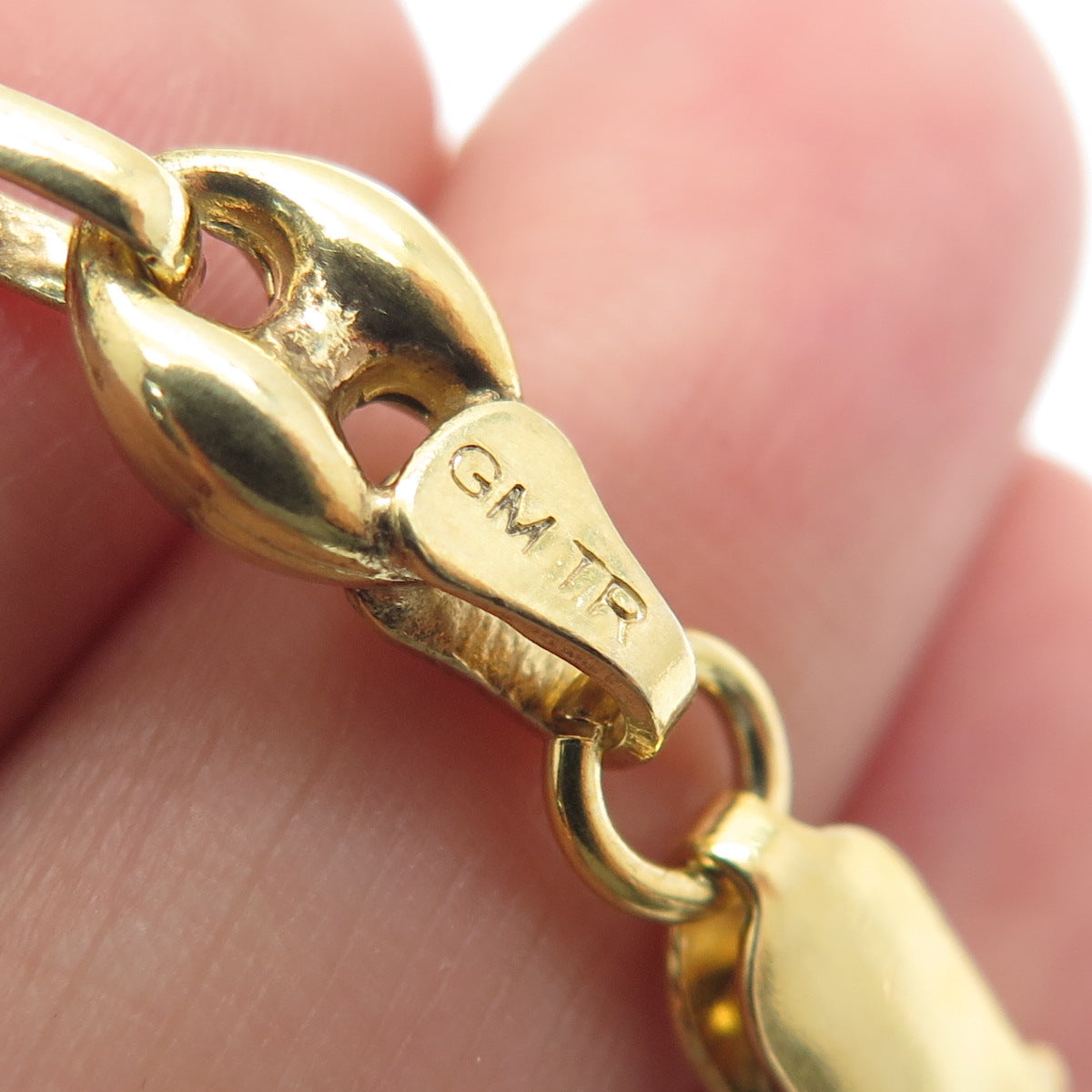 925 Sterling Silver Gold Plated Anchor Mariner Chain Necklace 20"