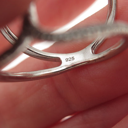 925 Sterling Silver Round-Cut C Z Hug Ring Size 7