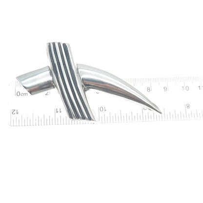 CHAPAL ZENRAY 925 Sterling Silver Vintage Modernist Letter X Oxidized Pin Brooch