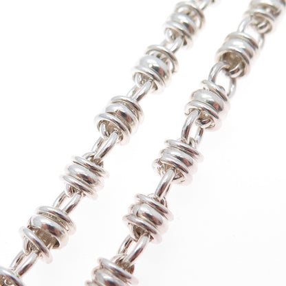 925 Sterling Silver Vintage Modernist Beaded Anchor Chain Necklace 16"