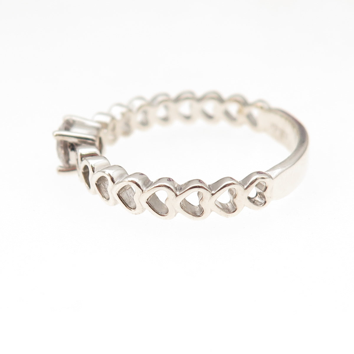 925 Sterling Silver Round-Cut C Z Heart Promise Ring Size 9