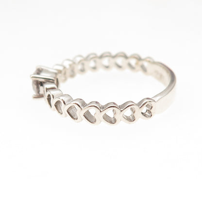 925 Sterling Silver Round-Cut C Z Heart Promise Ring Size 9