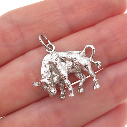 Rembrandt 925 Sterling Silver Vintage Taurus Zodiac Sign 3D Charm Pendant