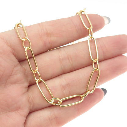 925 Sterling Silver Gold Plated Paperclip Chain Necklace 16"