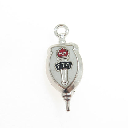 925 Sterling Silver Vintage Enamel FTA Future Teachers of America Brooch/Pendant
