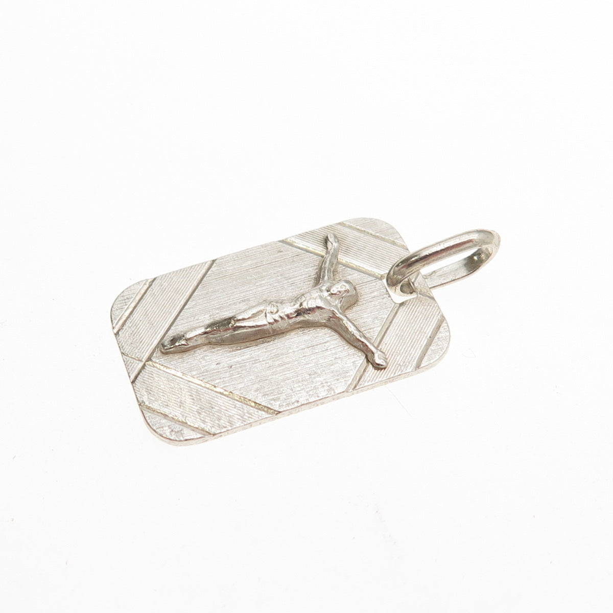 925 Sterling Silver Vintage Italy Jesus Tag Charm Pendant