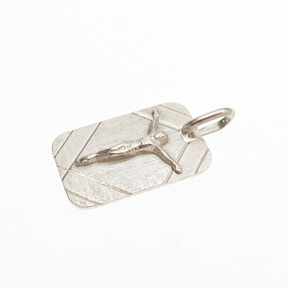 925 Sterling Silver Vintage Italy Jesus Tag Charm Pendant