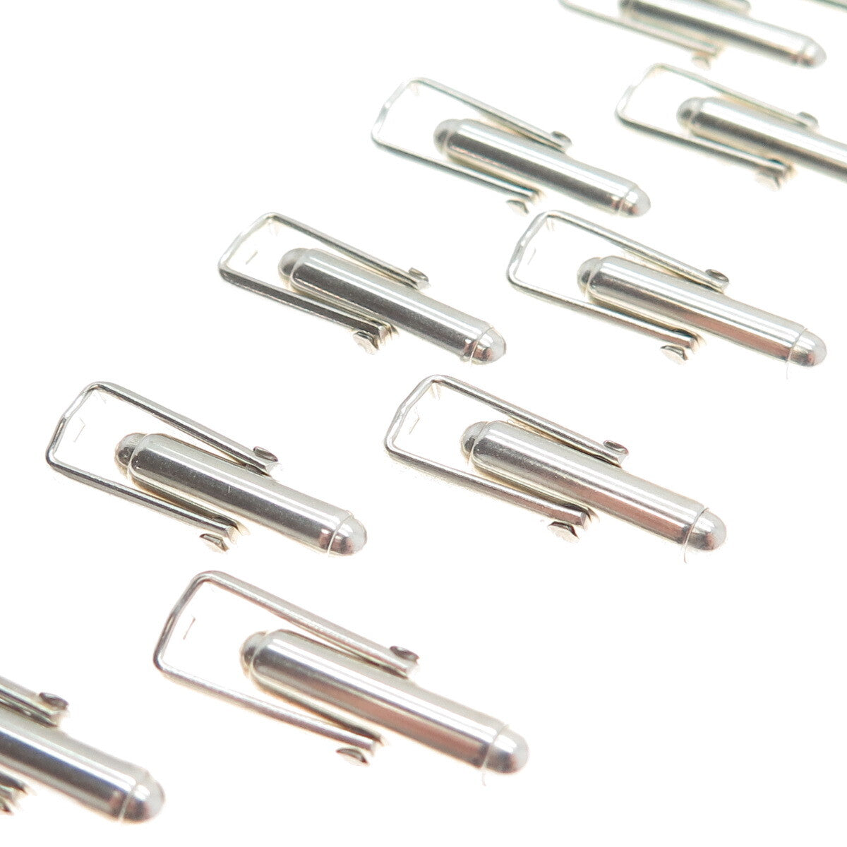 Old Stock 925 Sterling Silver Vintage SET of 8 Pair Round Bullet Cufflink Backs