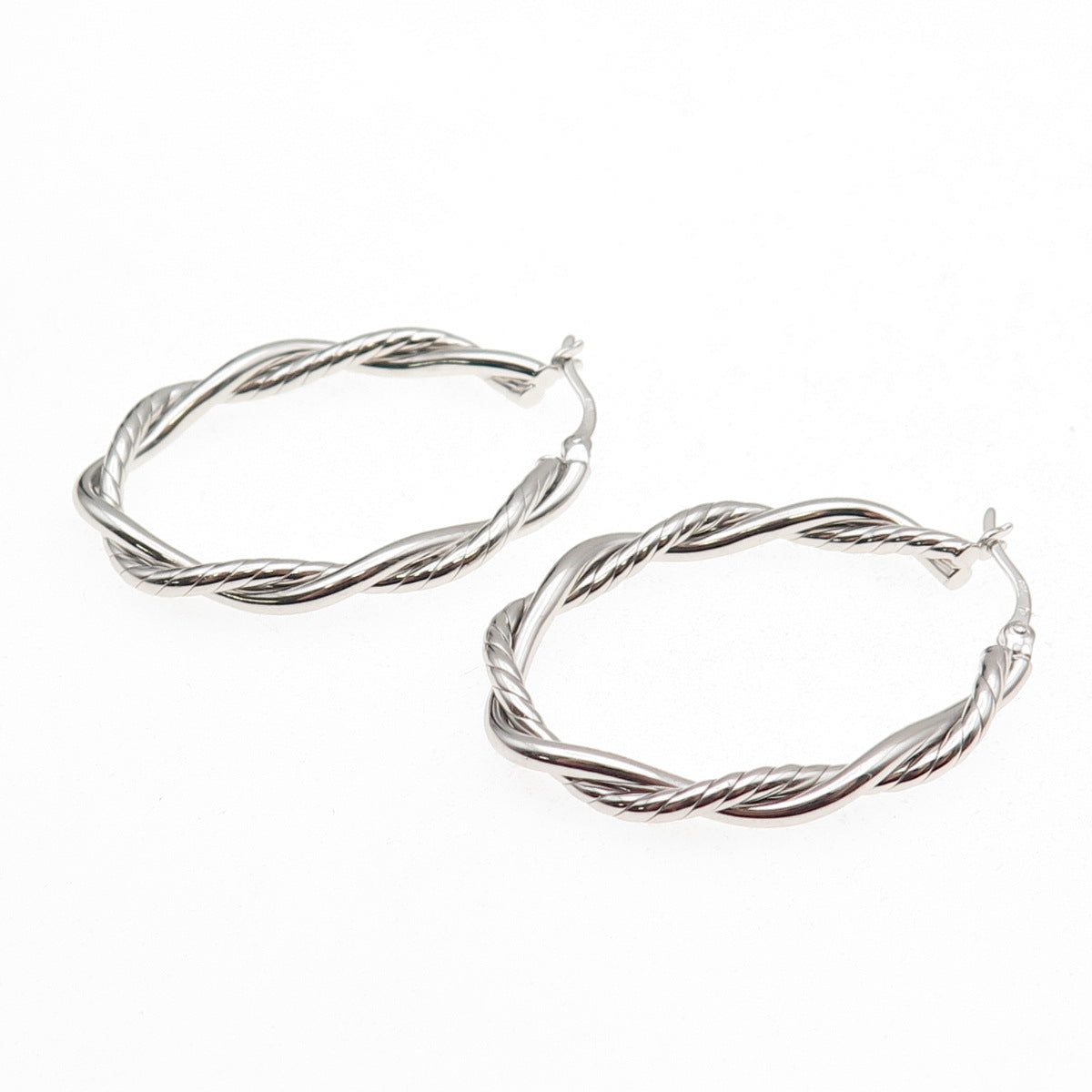 925 Sterling Silver Twisted Hoop Earrings