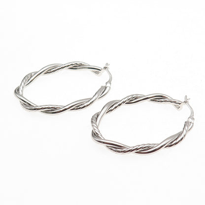 925 Sterling Silver Twisted Hoop Earrings