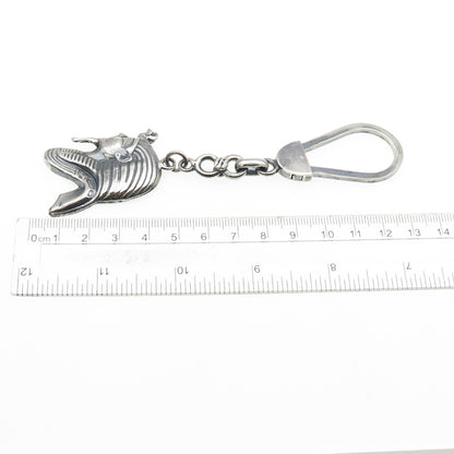 800 Silver Vintage Egyptian Pharaoh Oxidized Key Fob Chain