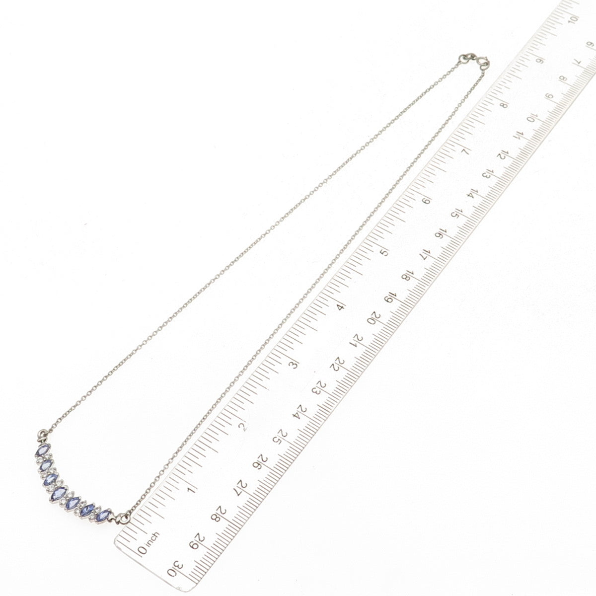 Chuck Clemency 925 Sterling Silver Real Tanzanite & White Topaz Necklace 18"
