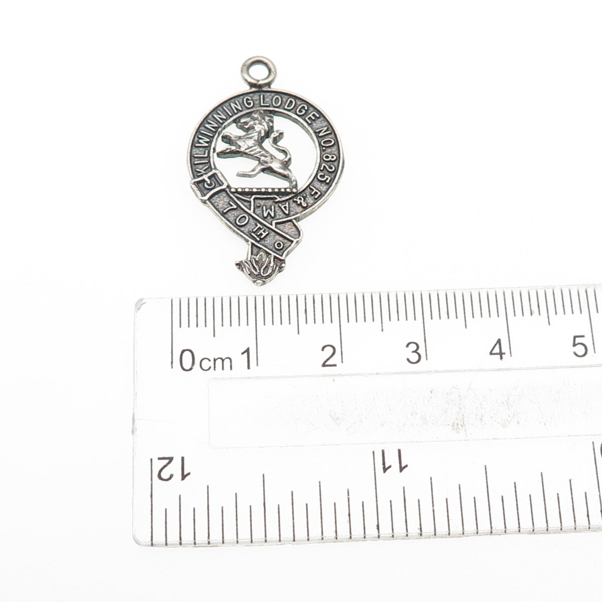 925 Sterling Silver Vintage Kilwinning Lodge #825 Freemasons Oxidized Pendant