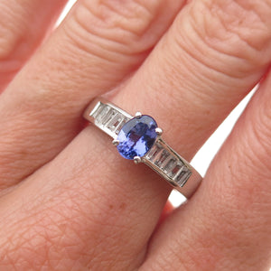 Chuck Clemency 925 Sterling Silver Real Tanzanite & White Topaz Ring Size 8.25