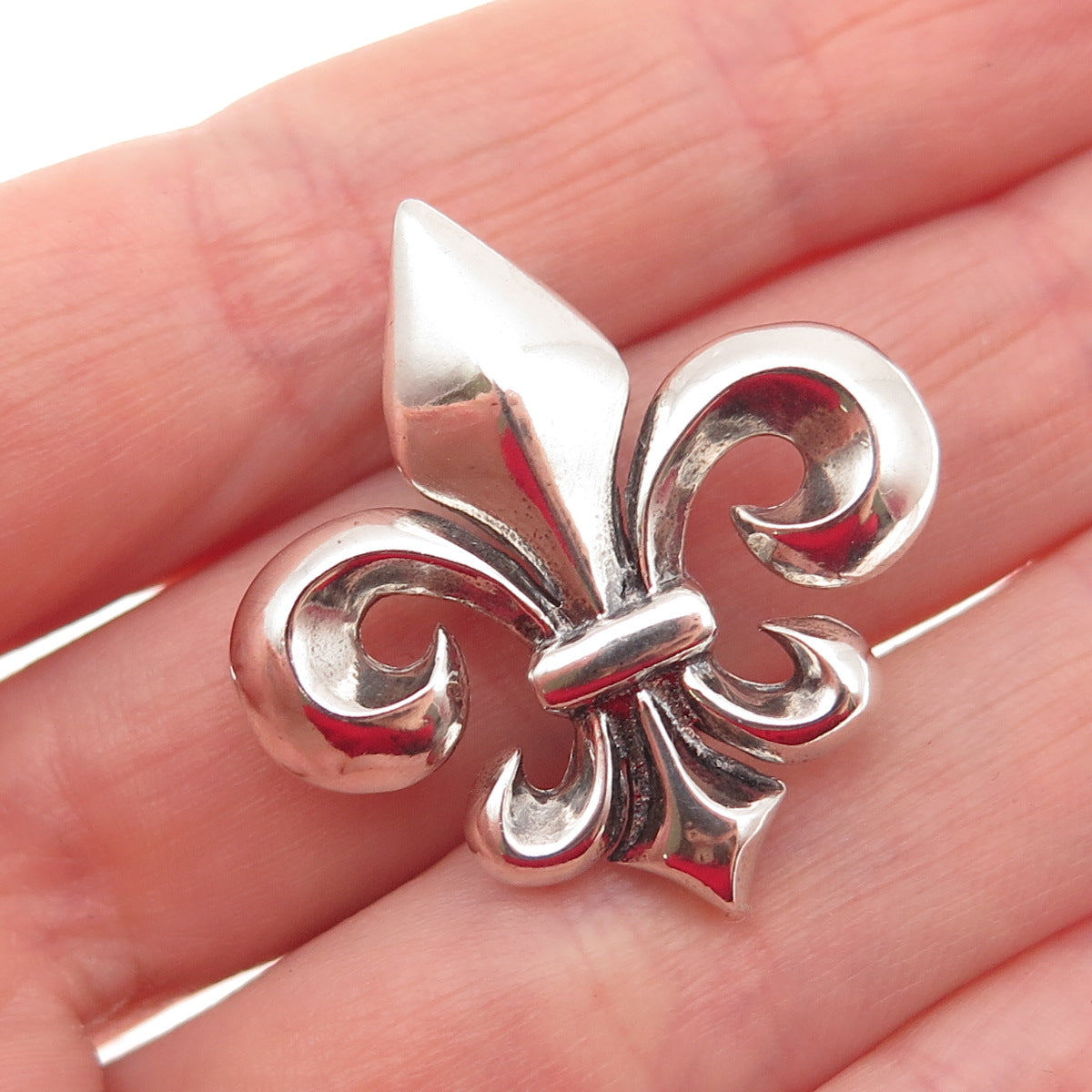 925 Sterling Silver Vintage Fleur de Lis Slide Pendant