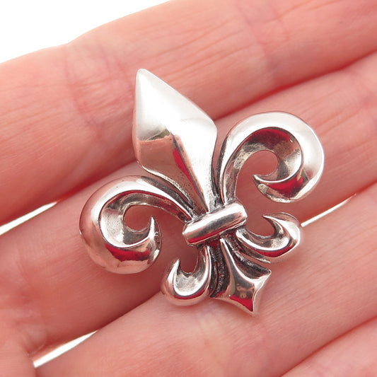 925 Sterling Silver Vintage Fleur de Lis Slide Pendant
