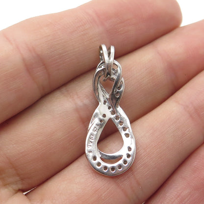 DIAG 925 Sterling Silver Real Round-Cut Diamond Infinity Pendant