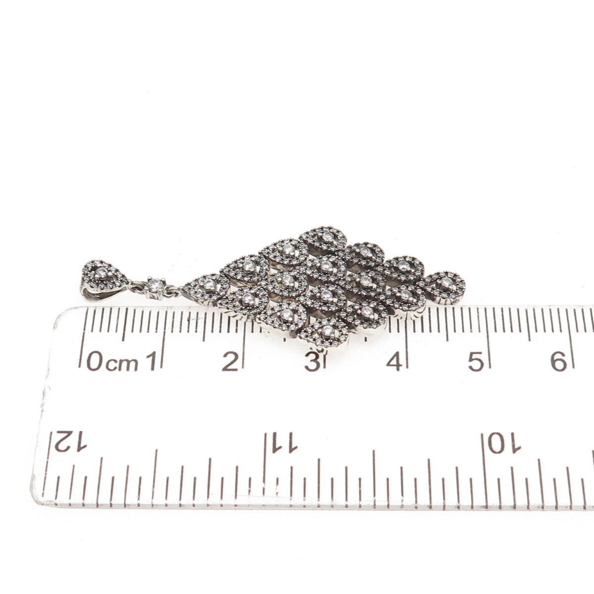 PANDORA 925 Sterling Silver Round-Cut C Z Cascading Glamour Slide Pendant