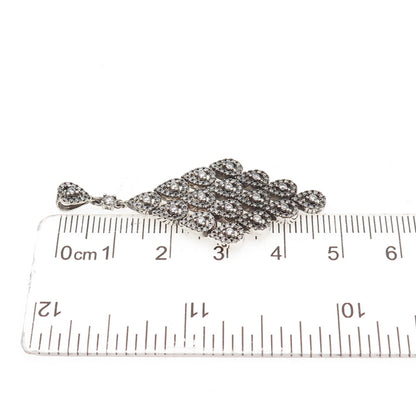 PANDORA 925 Sterling Silver Round-Cut C Z Cascading Glamour Slide Pendant