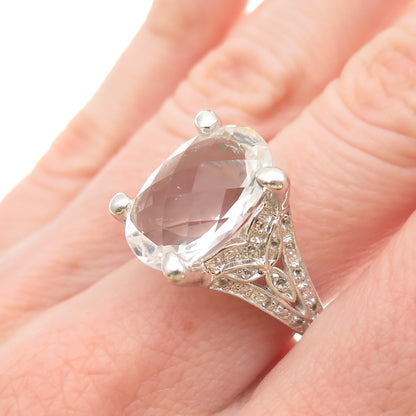 Jewelry Concepts 925 Sterling Silver Real Aquamarine & White Topaz Ring Size 7