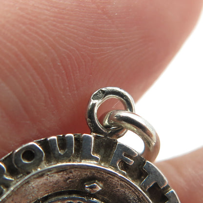 925 Sterling Silver Vintage Roulette Good Luck Charm Pendant