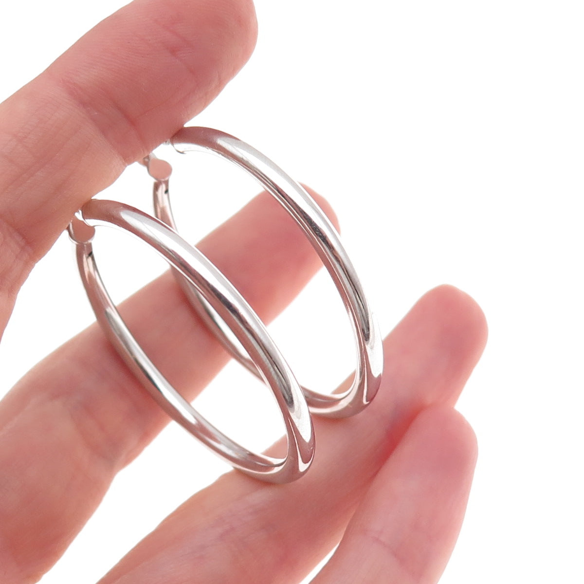 Han 925 Sterling Silver Italy Tube Hoop Earrings