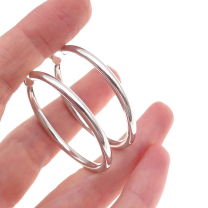 Han 925 Sterling Silver Italy Tube Hoop Earrings
