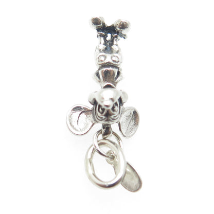 DISNEY 925 Sterling Silver Vintage Mickey Mouse 3D Charm Pendant