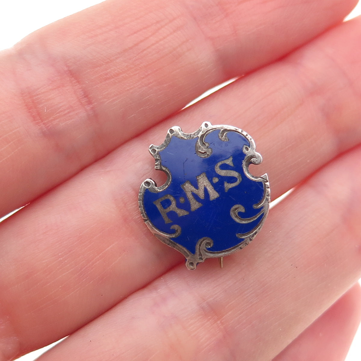 Whitehead & Hoag Co. 925 Sterling Silver Antique WWII Enamel Royal Mail Ship Pin