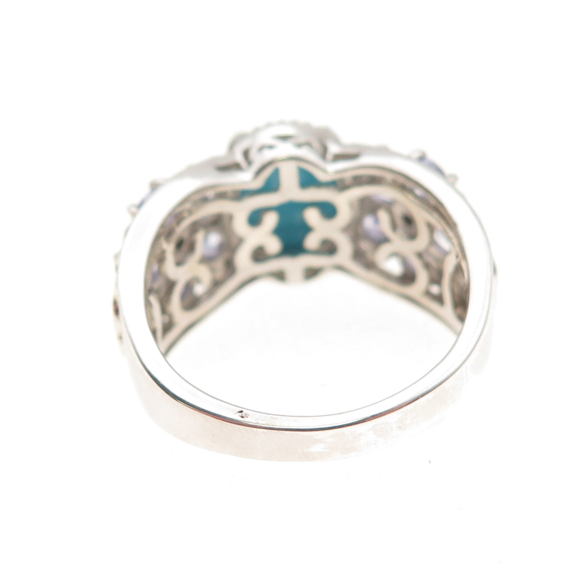 Chuck Clemency Sterling Silver 2-Tone Real Turquoise & Tanzanite Ring Size 8.25