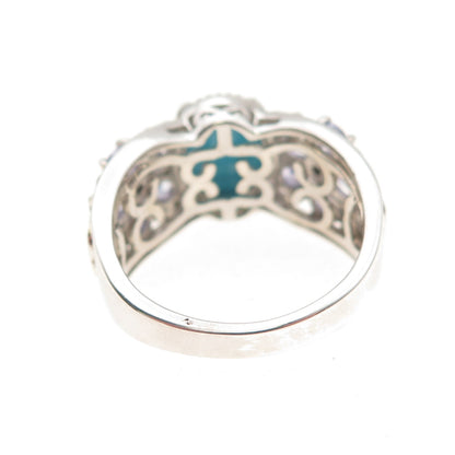 Chuck Clemency Sterling Silver 2-Tone Real Turquoise & Tanzanite Ring Size 8.25