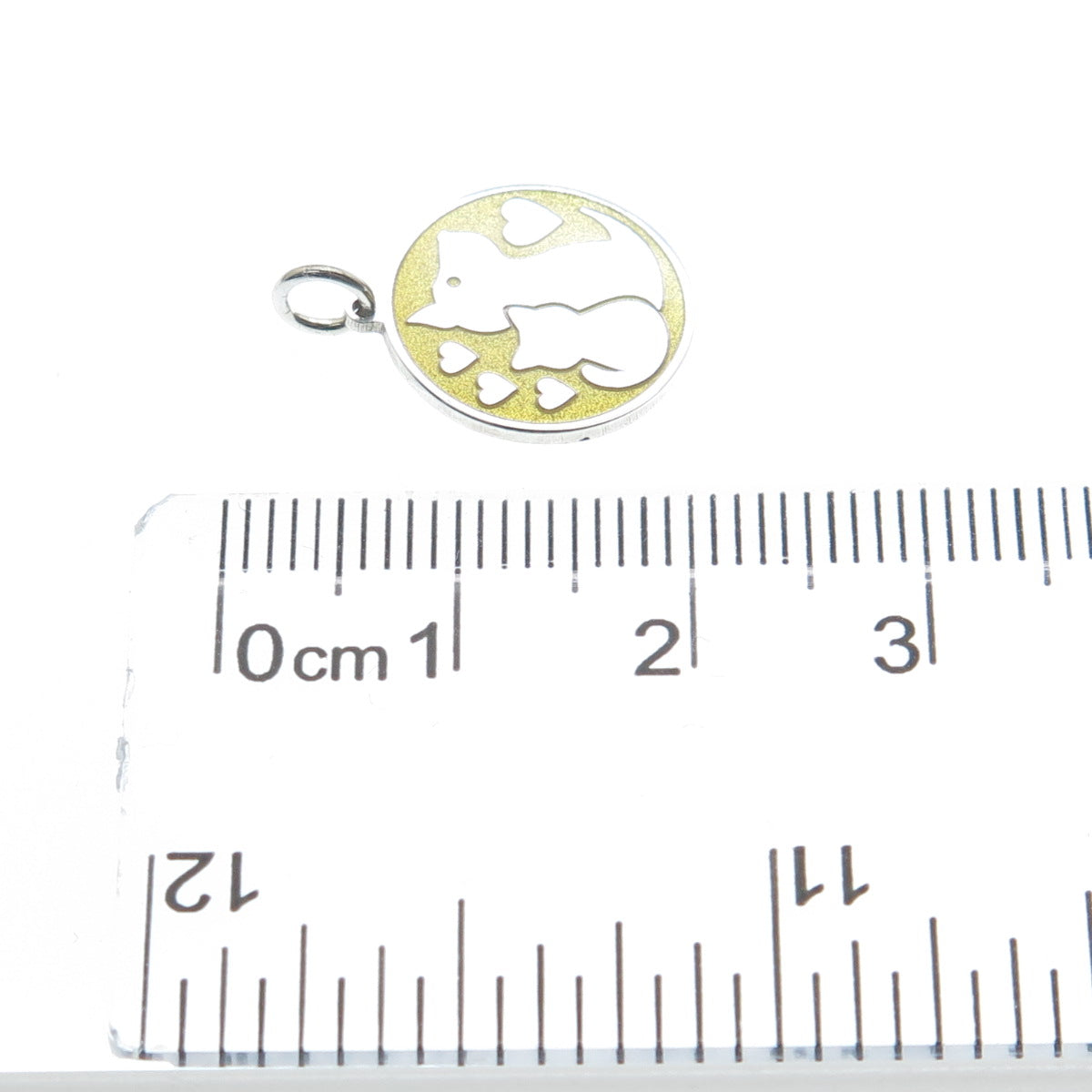 925 Sterling Silver Yellow Enamel Dog & Cat Friendship Minimalist Charm Pendant