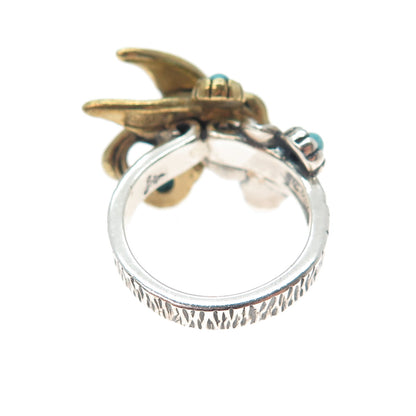 CAROLYN POLLACK FRITZ Sterling Vintage Real Multi-Gem Hummingbird Ring Size 6.25