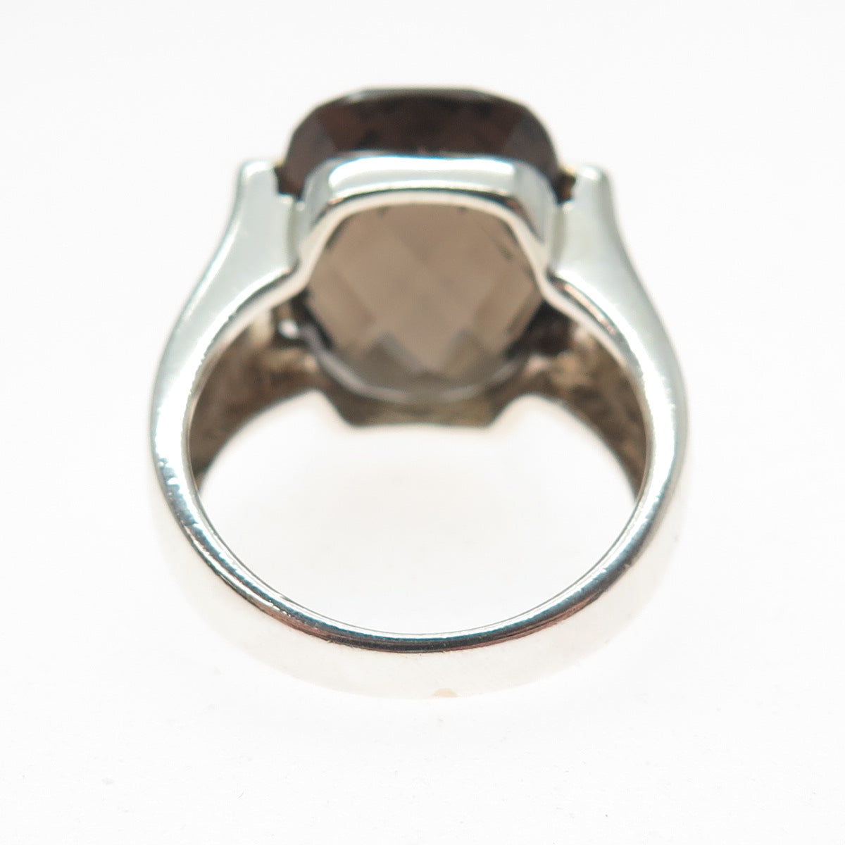 MICHELLE ALBALA Sterling Silver 2-Tone Vintage Real Smoky Quartz Ring Size 9.25