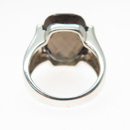 MICHELLE ALBALA Sterling Silver 2-Tone Vintage Real Smoky Quartz Ring Size 9.25