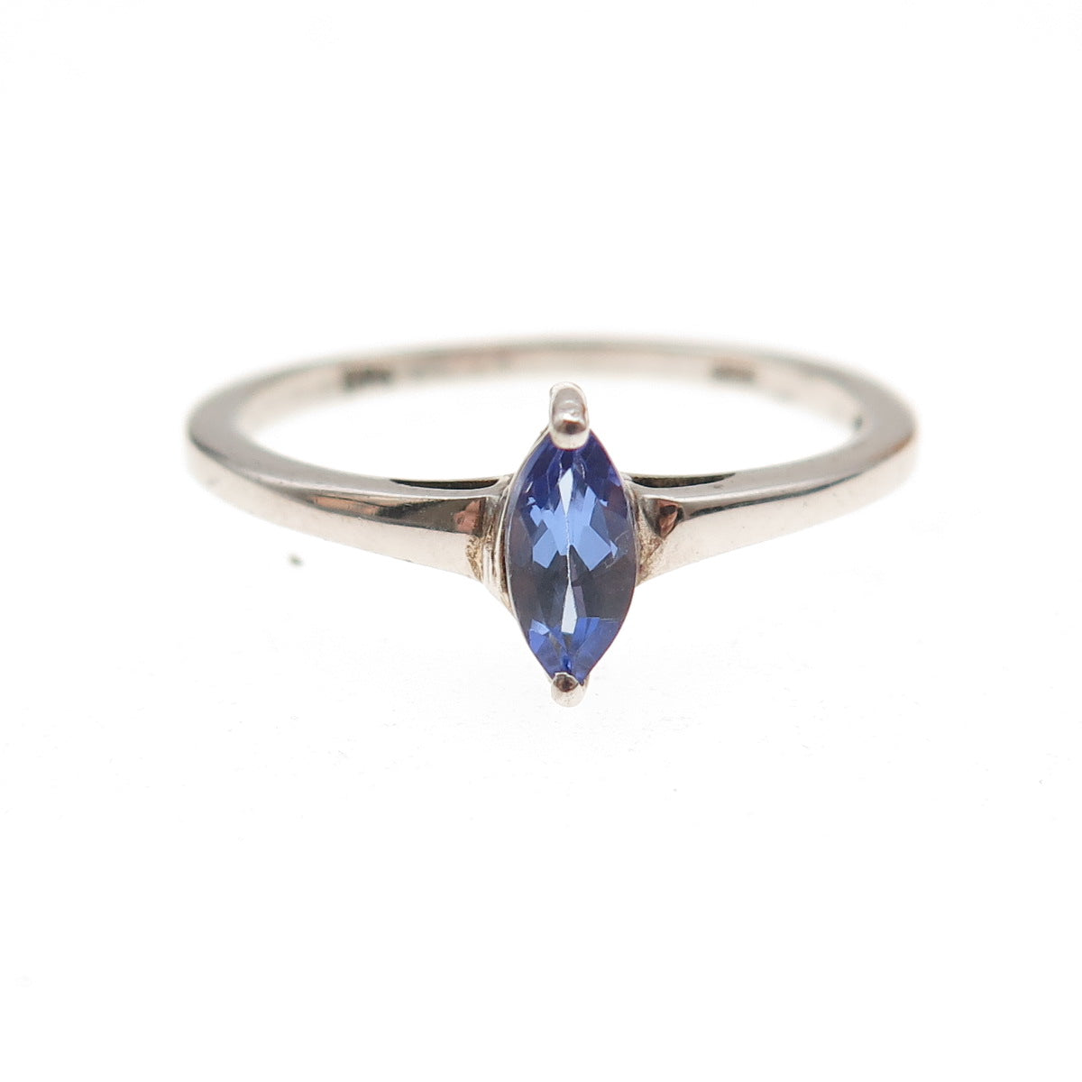 Chuck Clemency 925 Sterling Silver Real Marquise-Cut Tanzanite Ring Size 8.25
