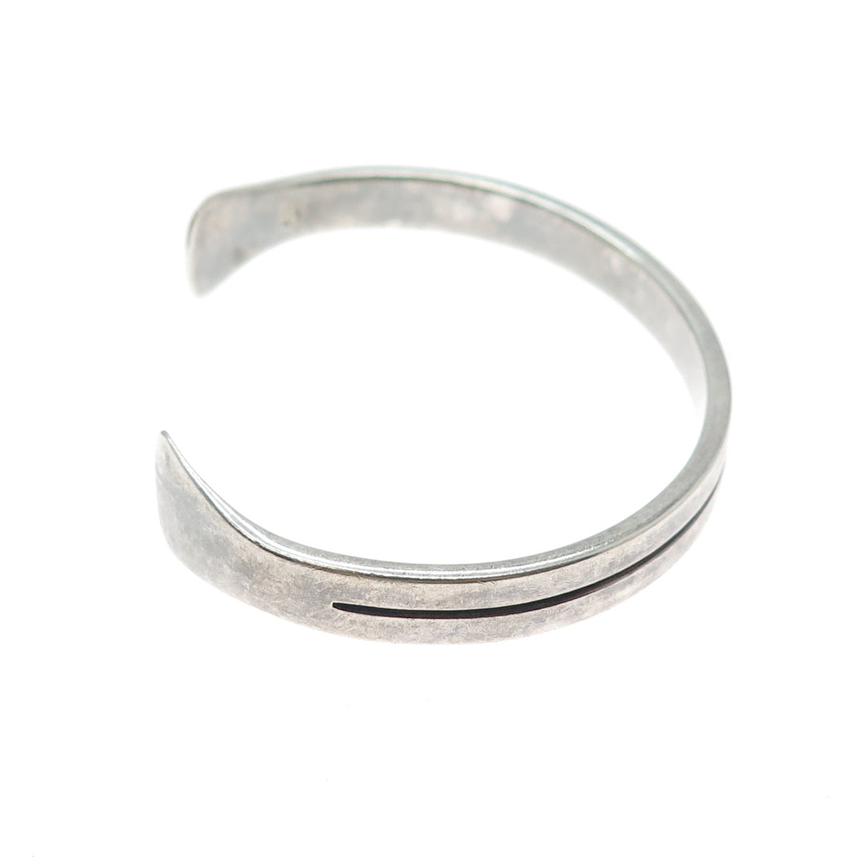 925 Sterling Silver Vintage Modernist Oxidized Adjustable Cuff Bracelet 7"